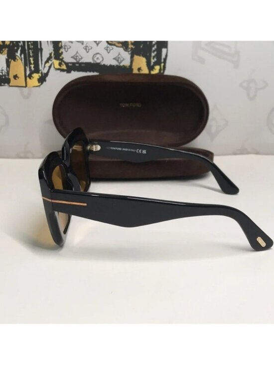 New Authentic Tom Ford TF1157 01E “Esme” Sunglasses – Shiny Black with Brown Len main image 7